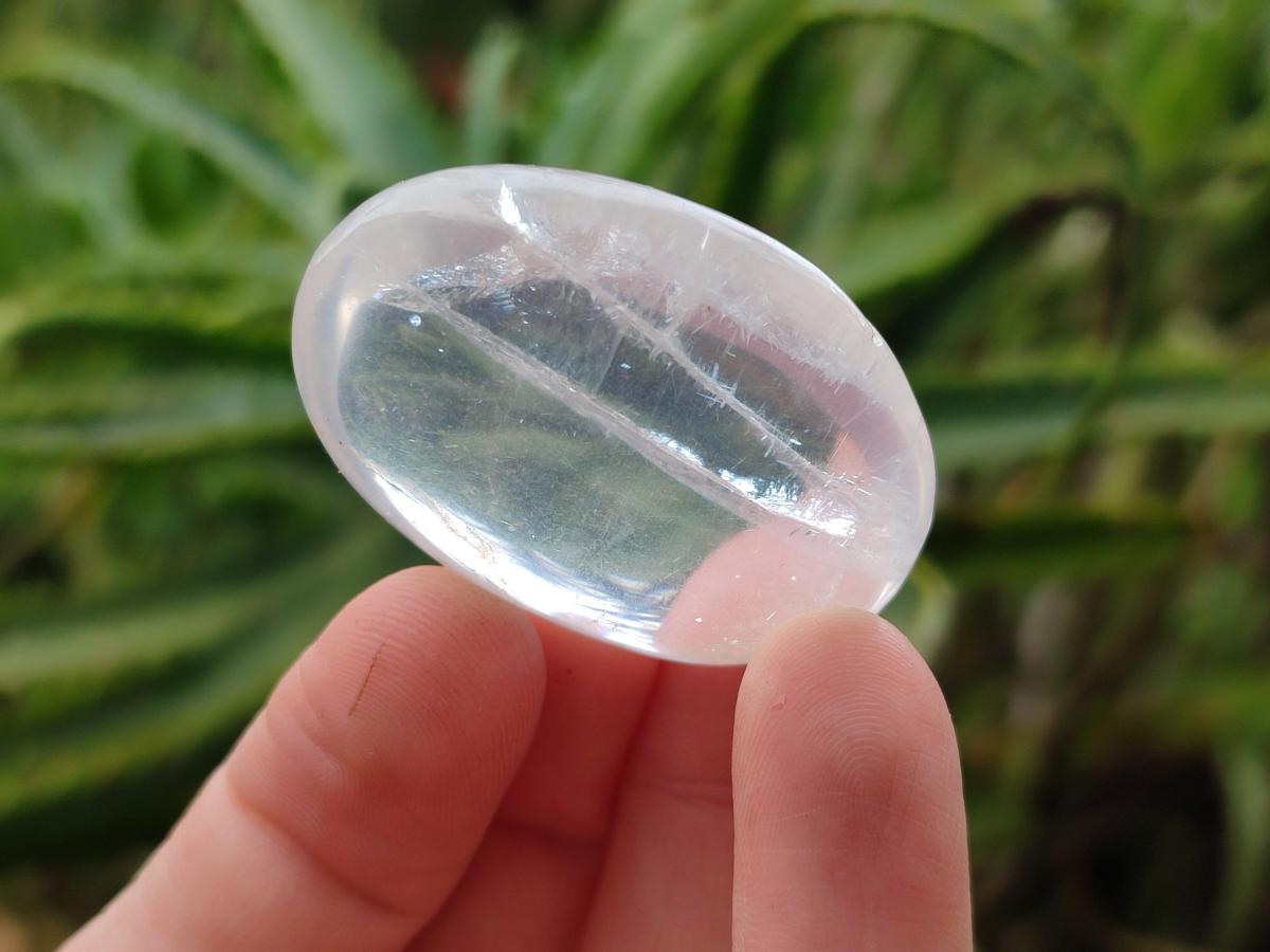 Polished Small Girasol Pearl Quartz Palm Stones x 35 From Ambatondrazaka, Madagascar