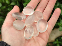 Polished Small Girasol Pearl Quartz Palm Stones x 35 From Ambatondrazaka, Madagascar