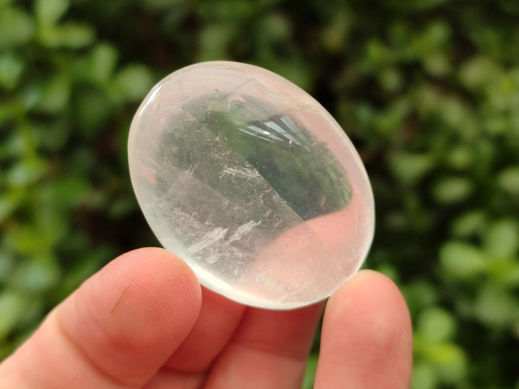 Polished Small Girasol Pearl Quartz Palm Stones x 35 From Ambatondrazaka, Madagascar