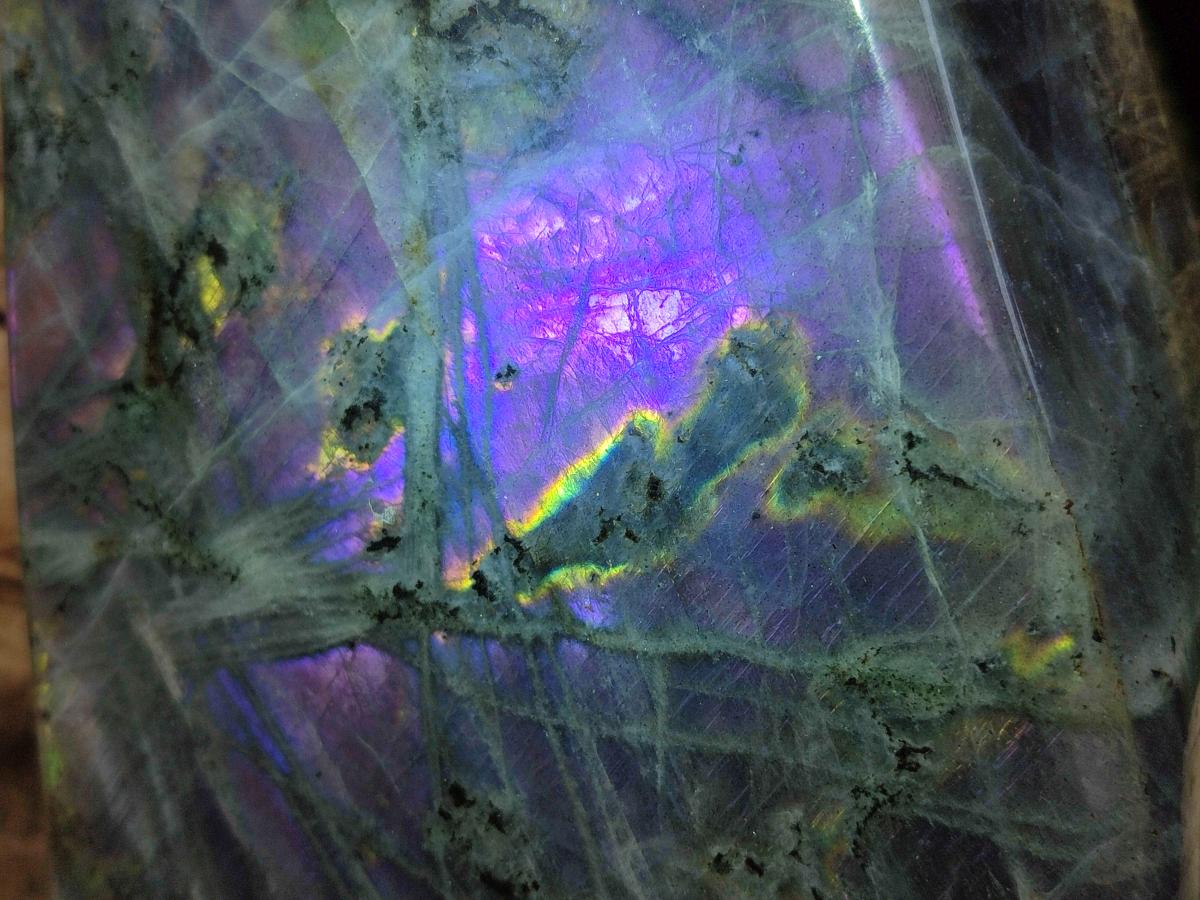 Polished XL Rare Purple Sunset Flash Labradorite Standing Free Form x 1 From Madagascar