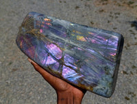 Polished XL Rare Purple Sunset Flash Labradorite Standing Free Form x 1 From Madagascar