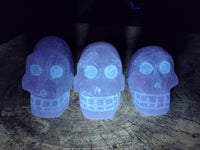 Hand Made Gemmy Rose Quartz Skull Carvings x 3 From Madagascar