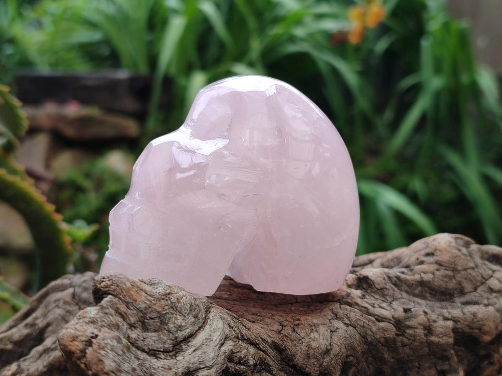 Hand Made Gemmy Rose Quartz Skull Carvings x 3 From Madagascar