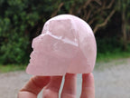 Hand Made Gemmy Rose Quartz Skull Carvings x 3 From Madagascar