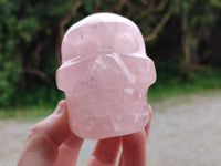 Hand Made Gemmy Rose Quartz Skull Carvings x 3 From Madagascar