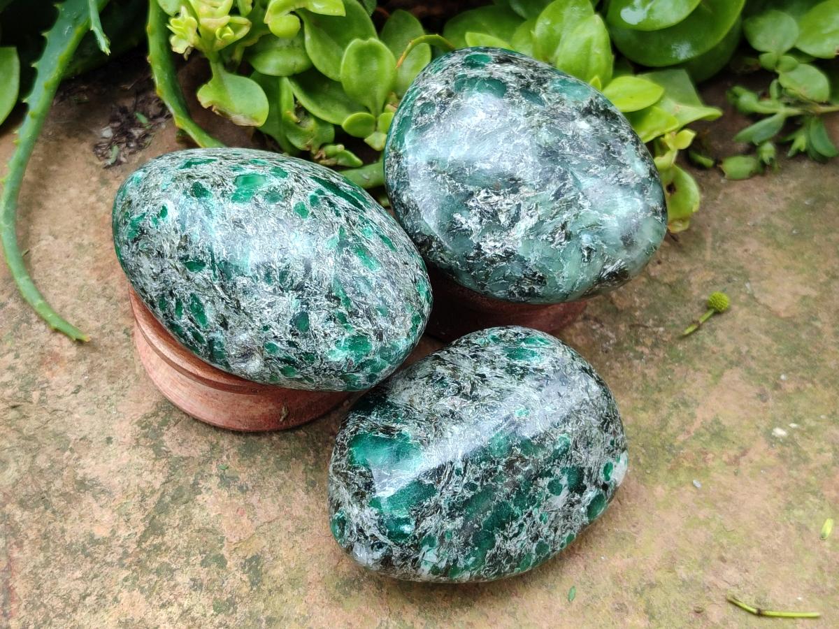 Polished Emerald Mica 'Mutokolite' Free Forms x 6 From Mutoko, Zimbabwe