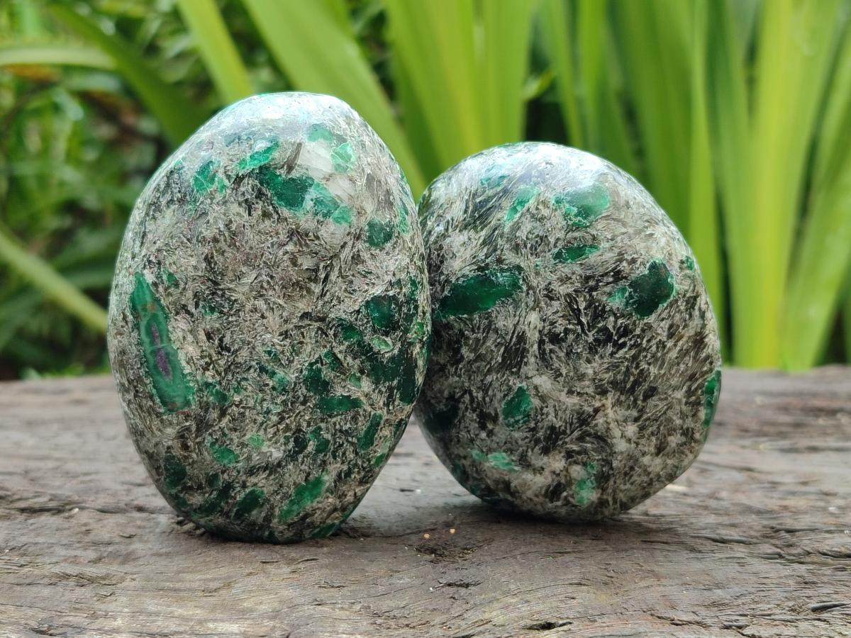 Polished Emerald Mica 'Mutokolite' Free Forms x 6 From Mutoko, Zimbabwe