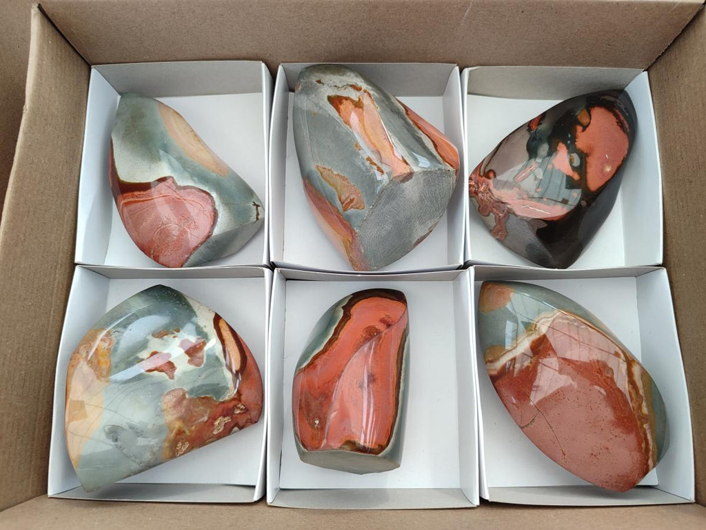Polished Polychrome Jasper Flames x 6 From NW Coast, Madagascar
