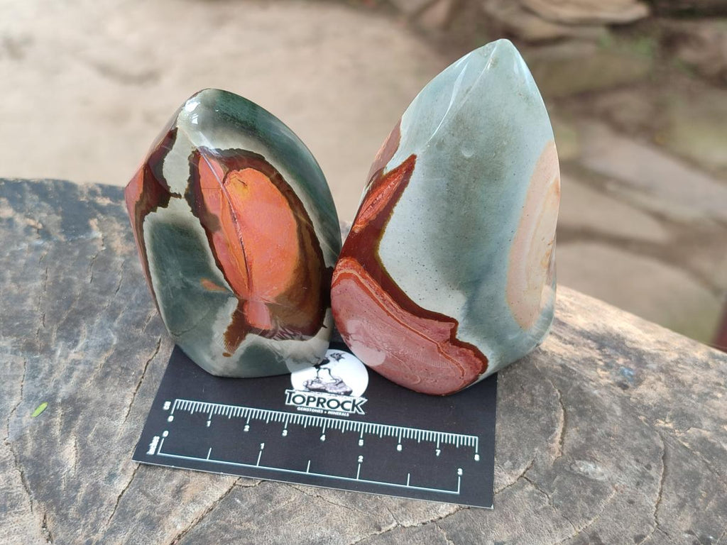 Polished Polychrome Jasper Flames x 6 From NW Coast, Madagascar