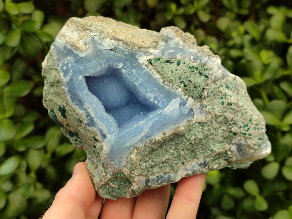 Natural Blue Lace Agate Geode Specimens x 3 From Nsanje, Malawi - Toprock Gemstones and Minerals 