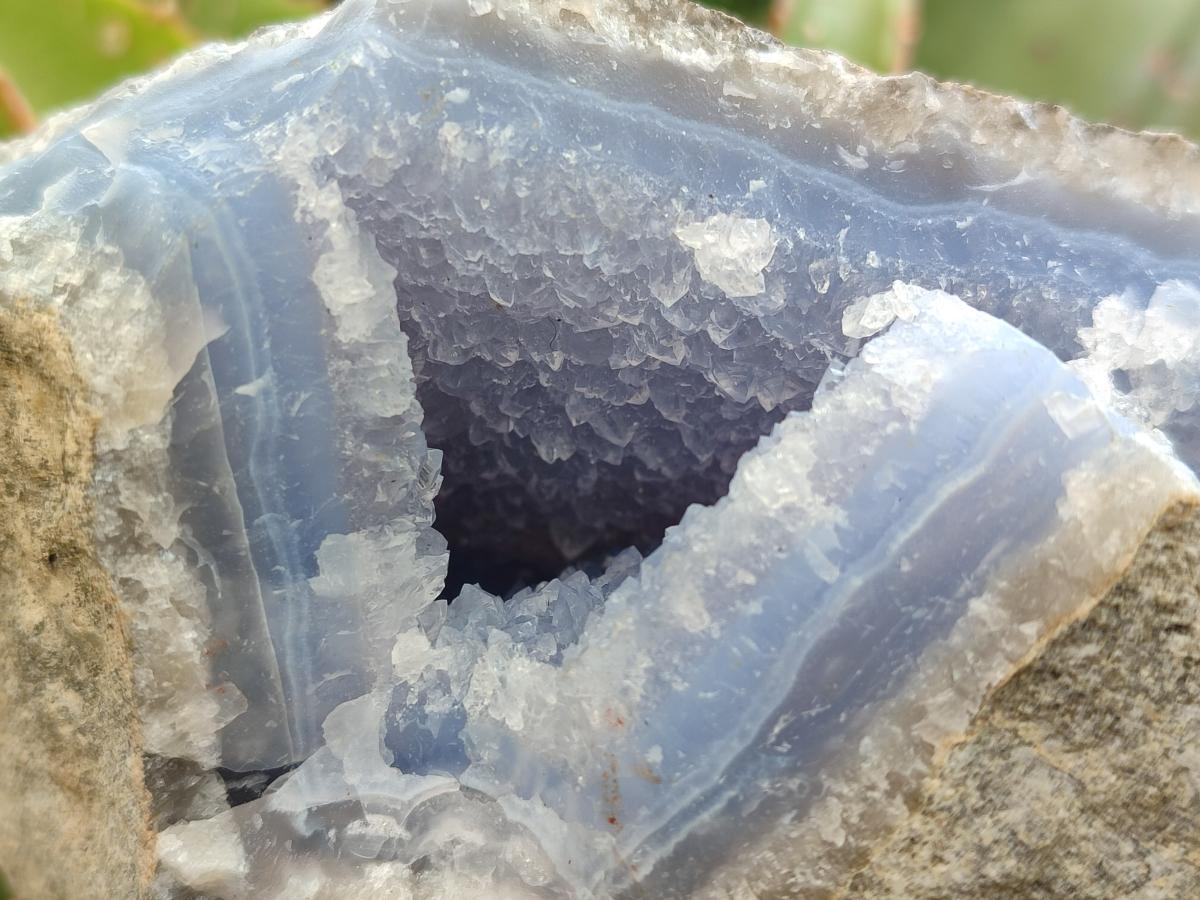 Natural Blue Lace Agate Geode Specimens x 3 From Nsanje, Malawi