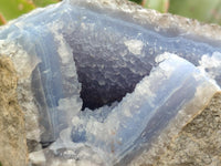 Natural Blue Lace Agate Geode Specimens x 3 From Nsanje, Malawi