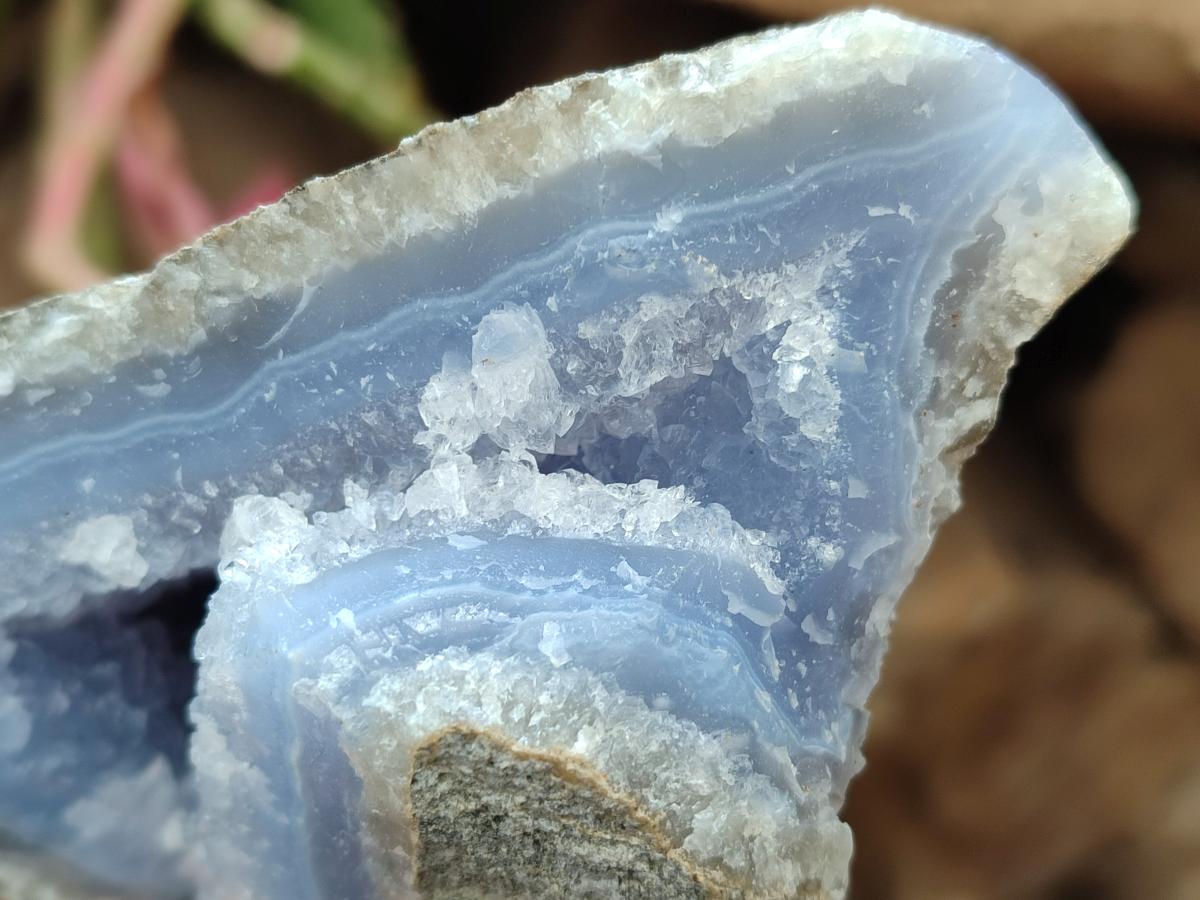 Natural Blue Lace Agate Geode Specimens x 3 From Nsanje, Malawi - Toprock Gemstones and Minerals 
