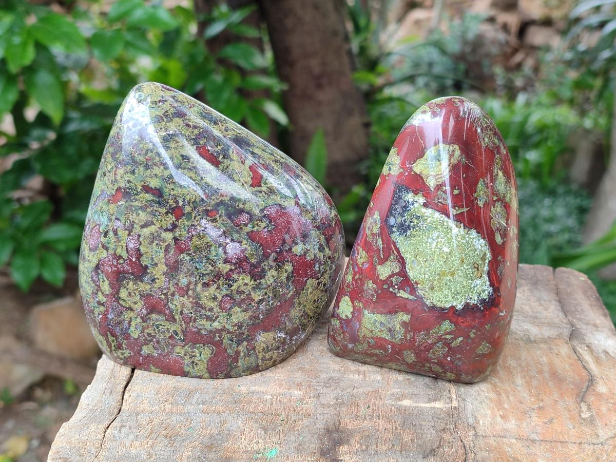 Polished Bastite Dragonsblood Stone Standing Free Forms x 2 From Tshipise, South Africa