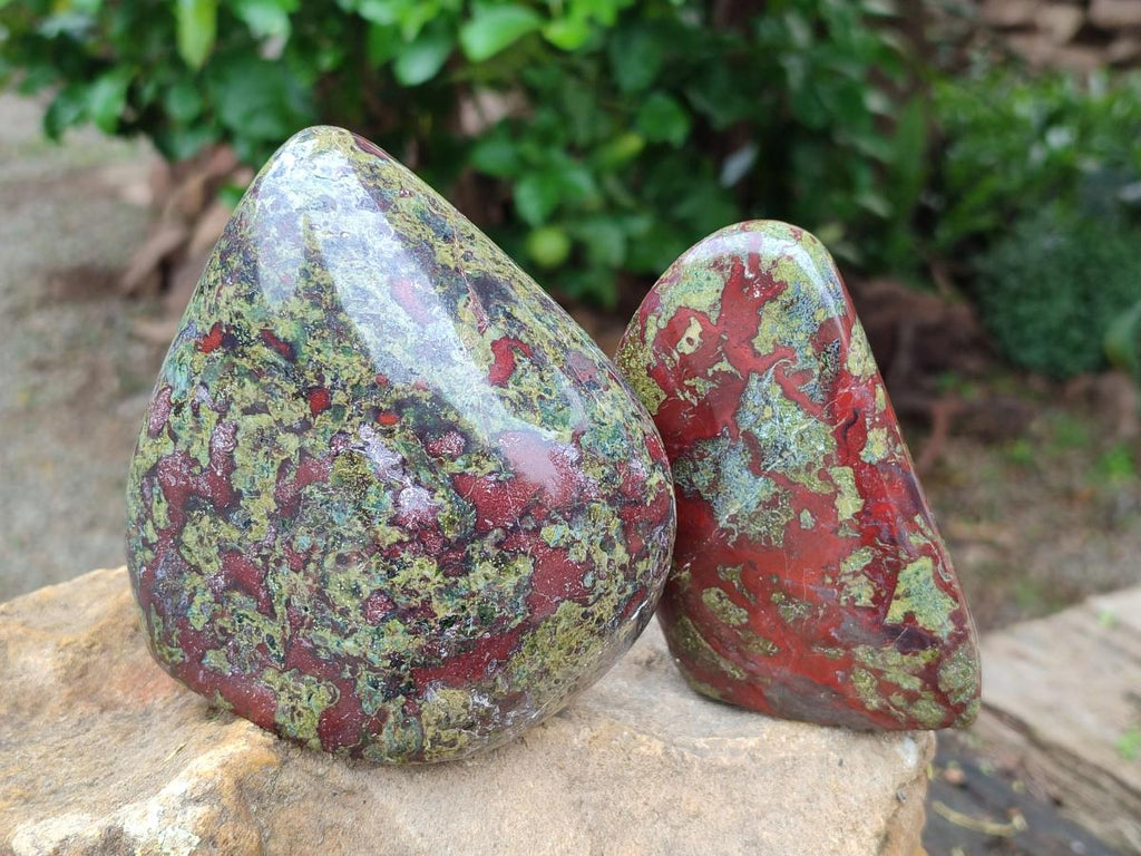 Polished Bastite Dragonsblood Stone Standing Free Forms x 2 From Tshipise, South Africa