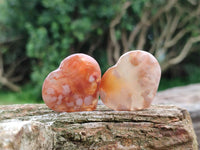 Polished Flower Agate Hearts x 35 From Antsahalova, Madagascar