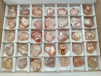 Polished Flower Agate Hearts x 35 From Antsahalova, Madagascar