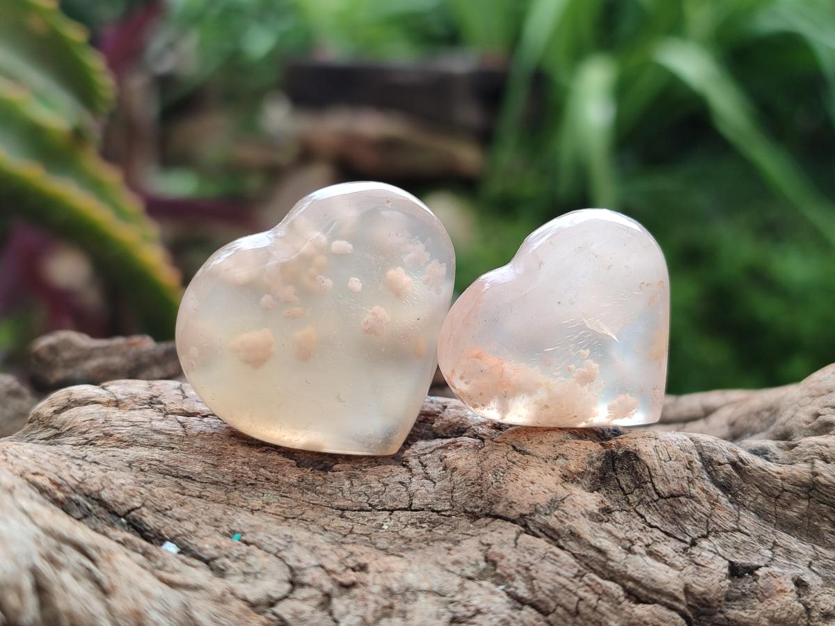 Polished Flower Agate Hearts x 35 From Antsahalova, Madagascar