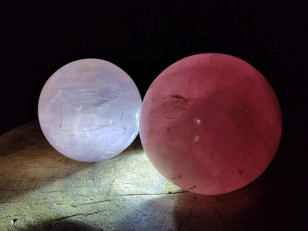 Polished Gemmy Star Rose Quartz Spheres x 2 From Madagascar - Toprock Gemstones and Minerals 