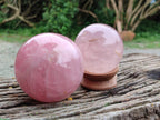 Polished Gemmy Star Rose Quartz Spheres x 2 From Madagascar - Toprock Gemstones and Minerals 
