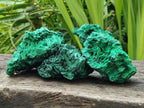 Natural Silky Malachite Specimens x 3 From Kasompe, Congo