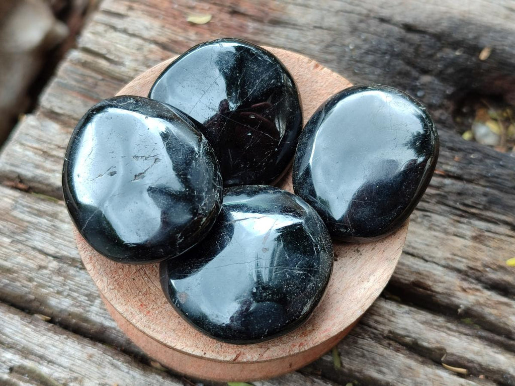 Polished Black Tourmaline Galets x 35 From Madagascar