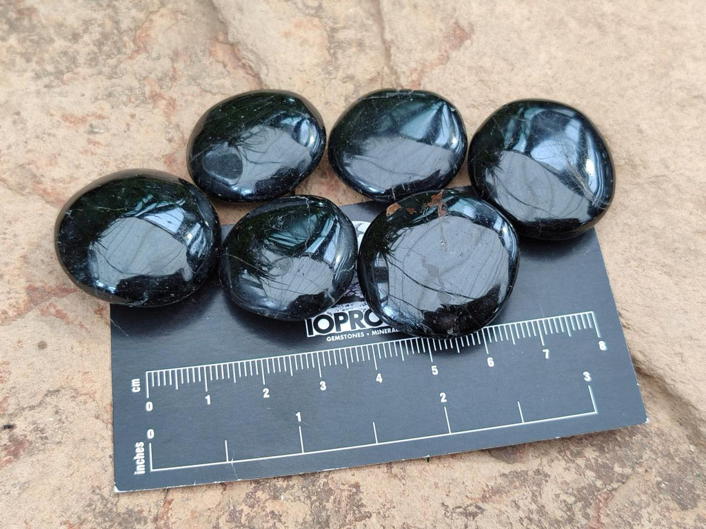 Polished Black Tourmaline Galets x 35 From Madagascar