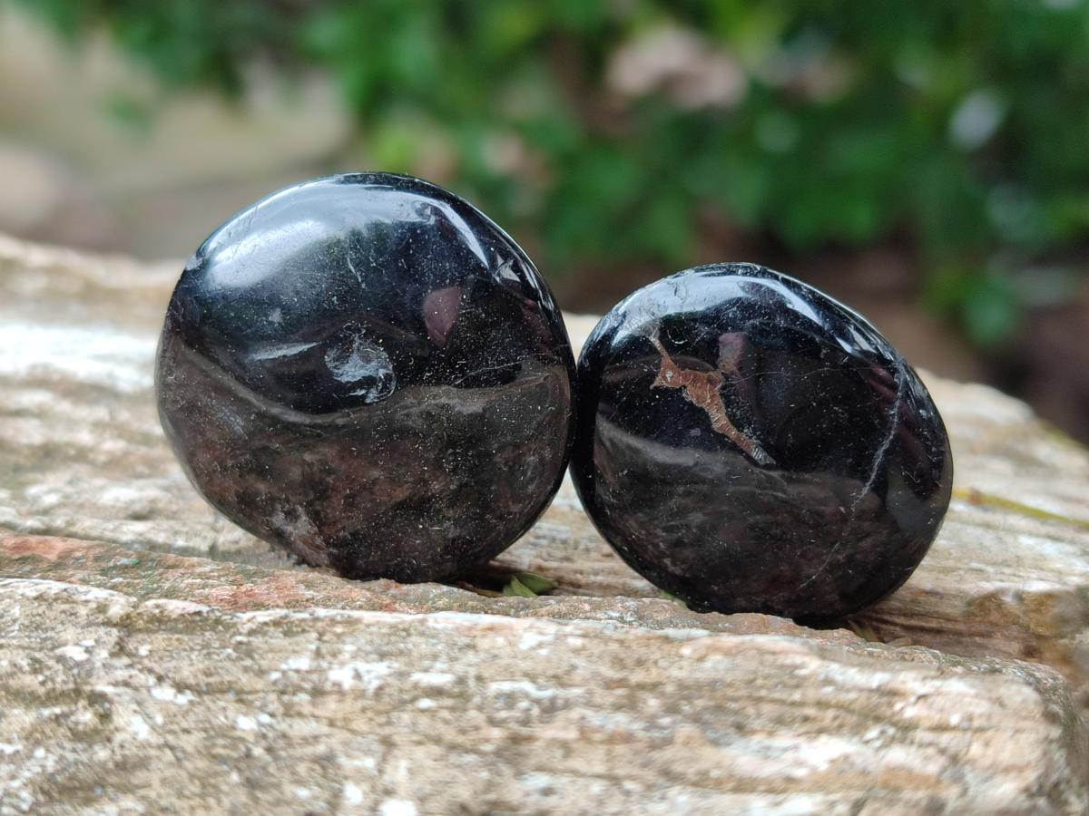 Polished Black Tourmaline Galets x 35 From Madagascar