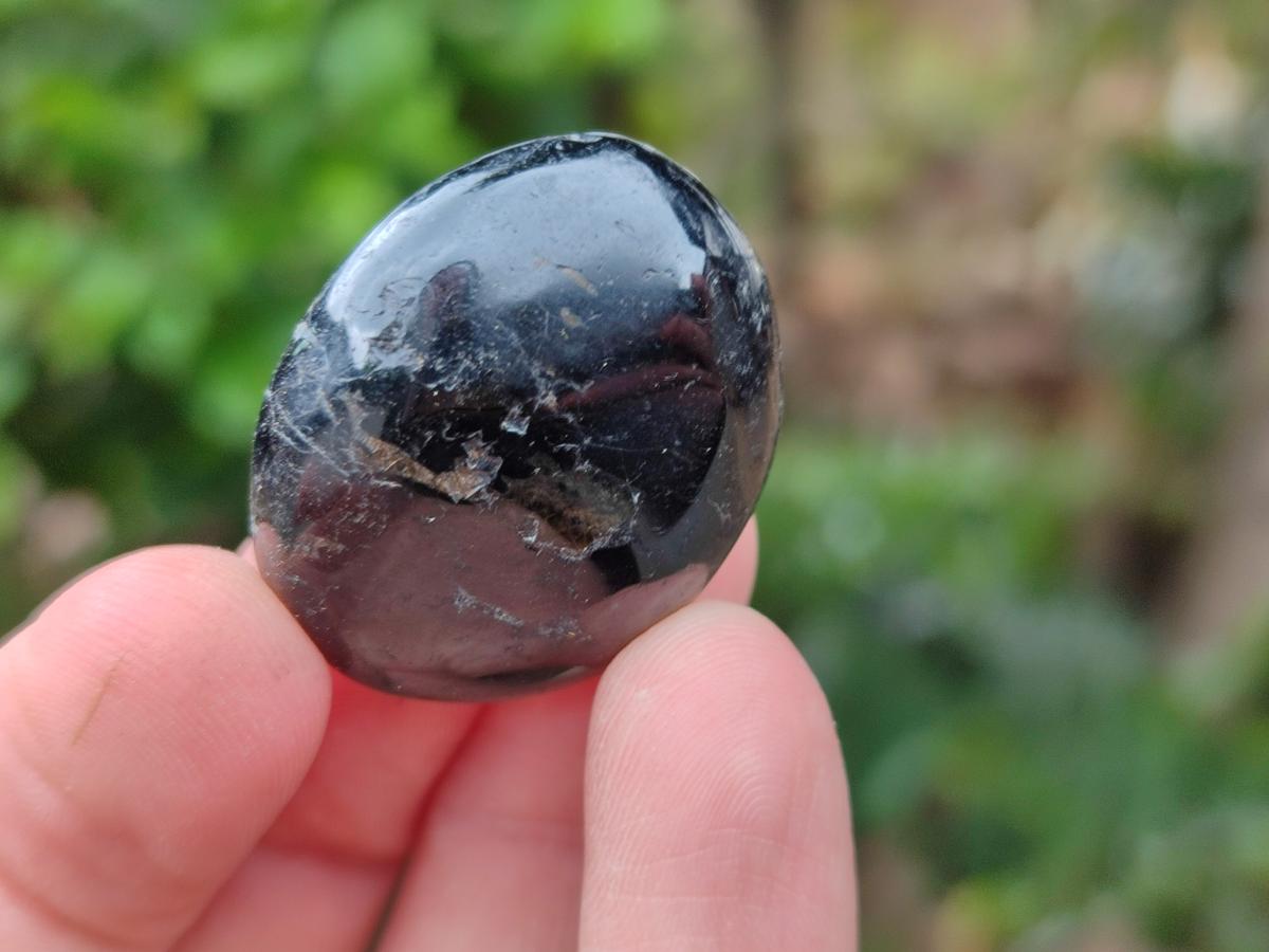 Polished Black Tourmaline Galets x 35 From Madagascar