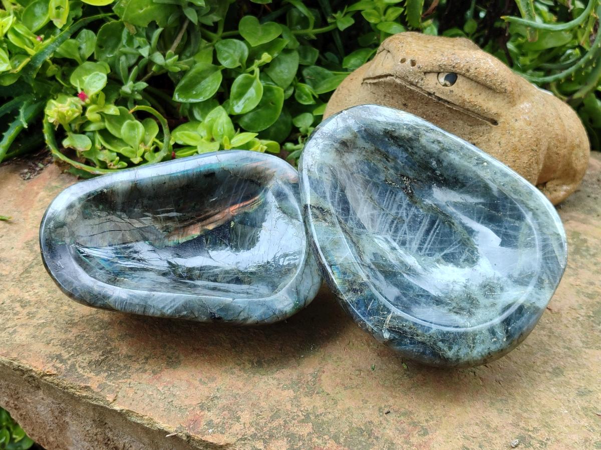 Polished Labradorite Bowls x 2 From Madagascar