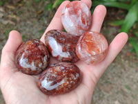Polished Red Hematoid Quartz Galets x 20 From Ambatondrazaka, Madagascar