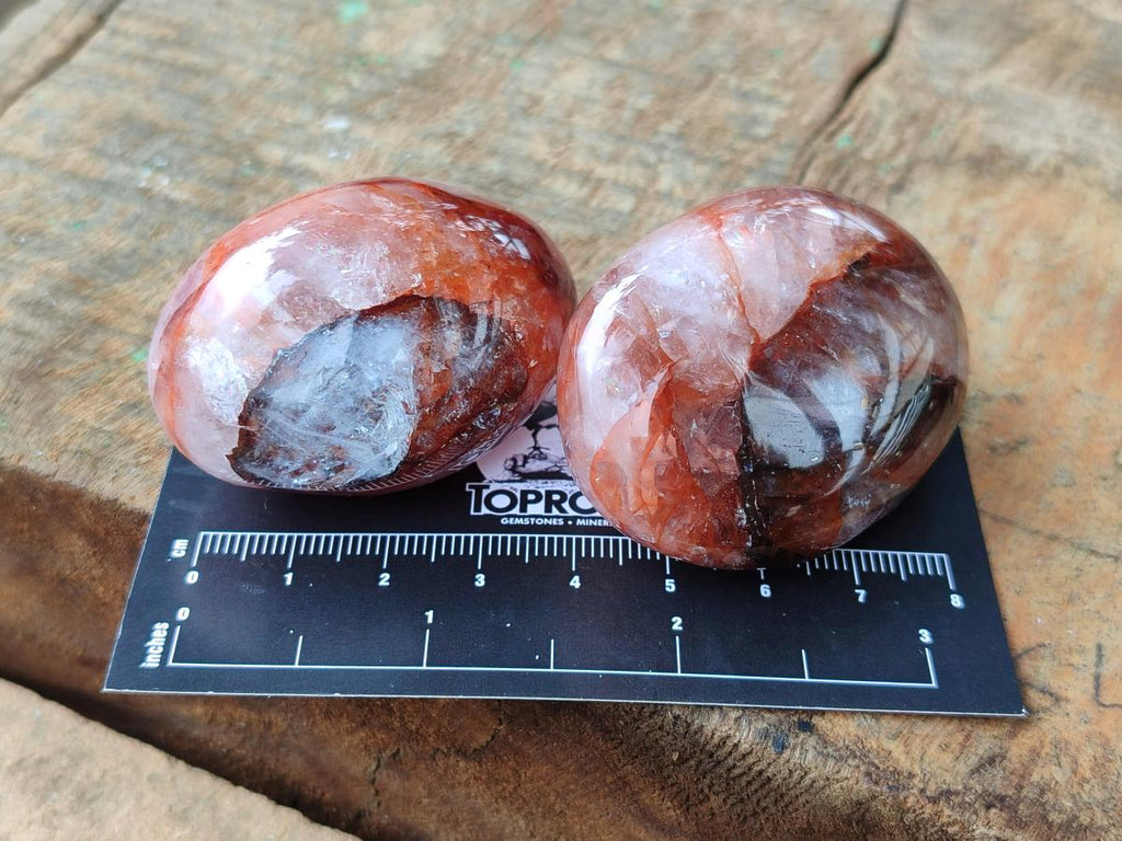 Polished Red Hematoid Quartz Galets x 20 From Ambatondrazaka, Madagascar