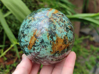 Polished African Turquoise Chrysocolla Spheres x 2 From South Africa