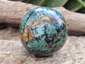 Polished African Turquoise Chrysocolla Spheres x 2 From South Africa