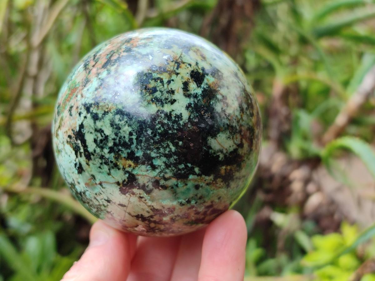 Polished African Turquoise Chrysocolla Spheres x 2 From South Africa