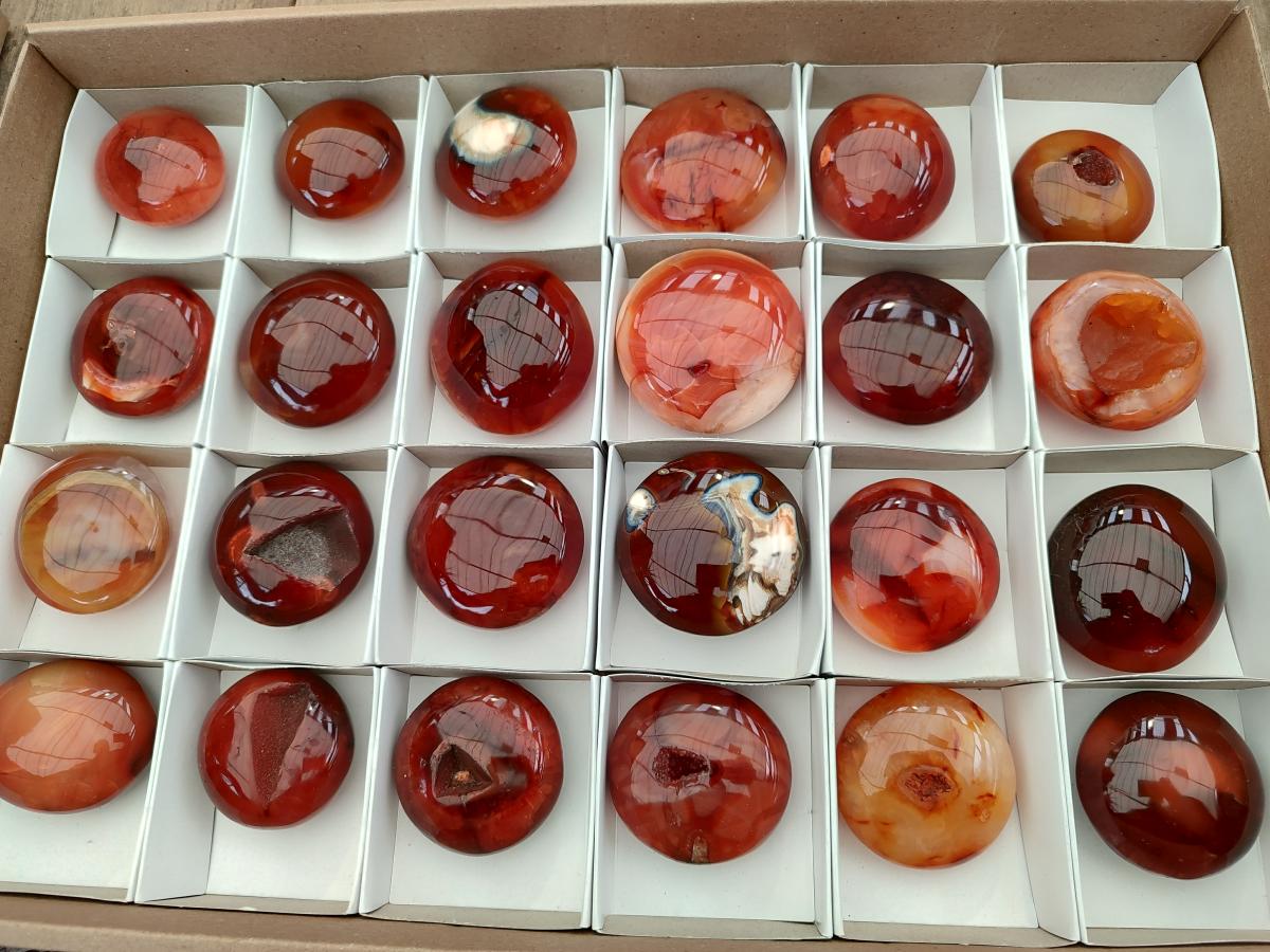 Polished Carnelian Agate Gemstone Galets x 24 From Madagascar