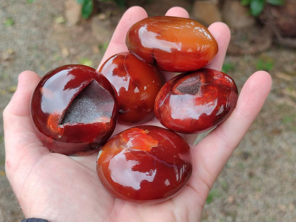 Polished Carnelian Agate Gemstone Galets x 24 From Madagascar