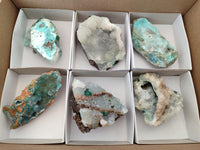 Natural Drusy Coated Chrysocolla with Malachite Specimens x 6 From Lupoto Mine, Congo