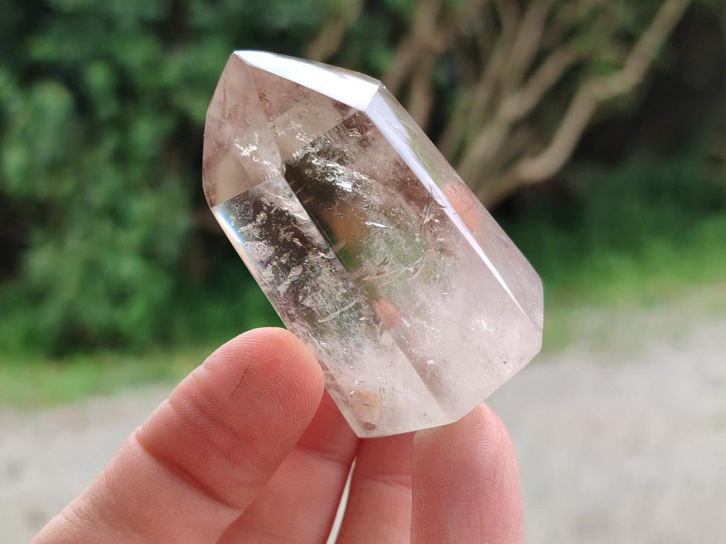 Polished Wispy Smokey Phantom Quartz Crystals x 12 From Akansobe, Madagascar