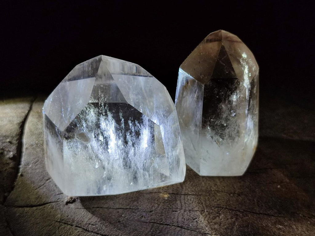 Polished Wispy Smokey Phantom Quartz Crystals x 12 From Akansobe, Madagascar