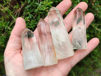 Polished Wispy Smokey Phantom Quartz Crystals x 12 From Akansobe, Madagascar