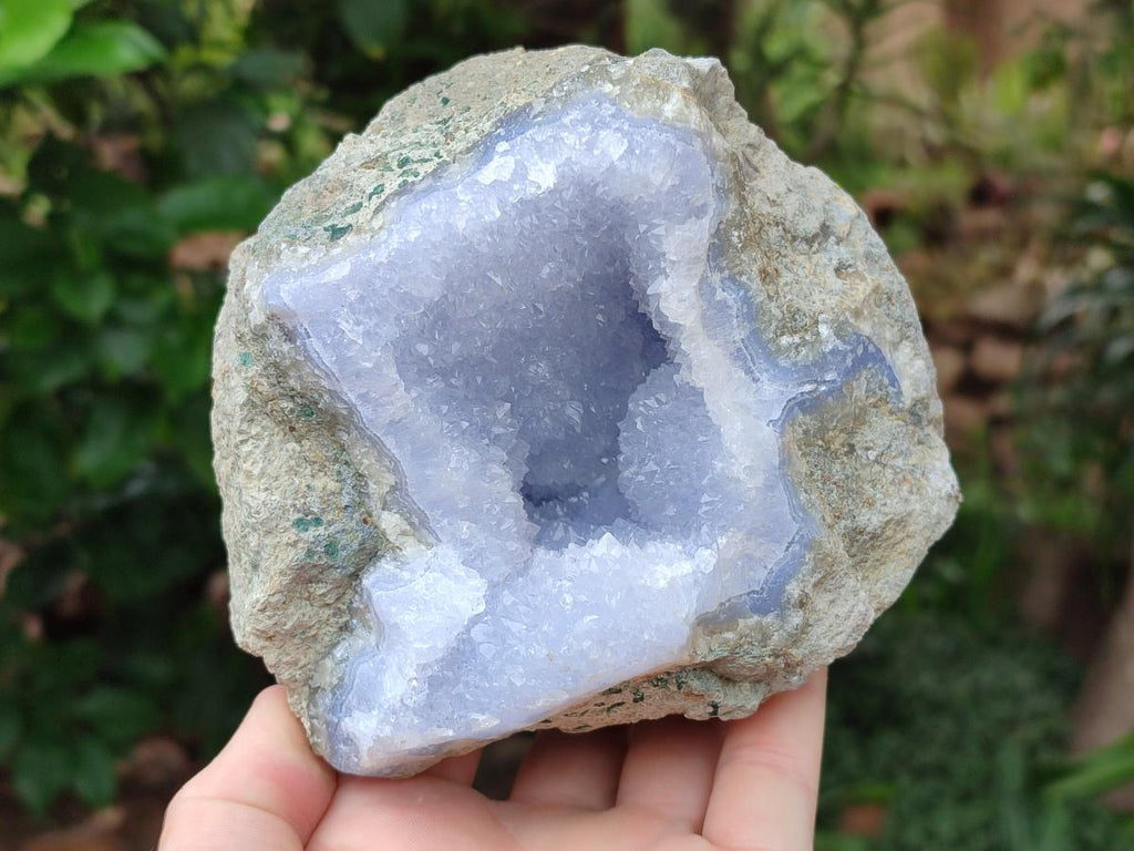 Natural Blue Lace Agate Geode Specimens x 2 From Nsanje, Malawi