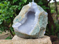 Natural Blue Lace Agate Geode Specimens x 2 From Nsanje, Malawi