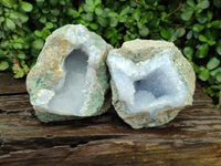 Natural Blue Lace Agate Geode Specimens x 2 From Nsanje, Malawi