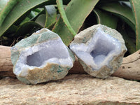 Natural Blue Lace Agate Geode Specimens x 2 From Nsanje, Malawi