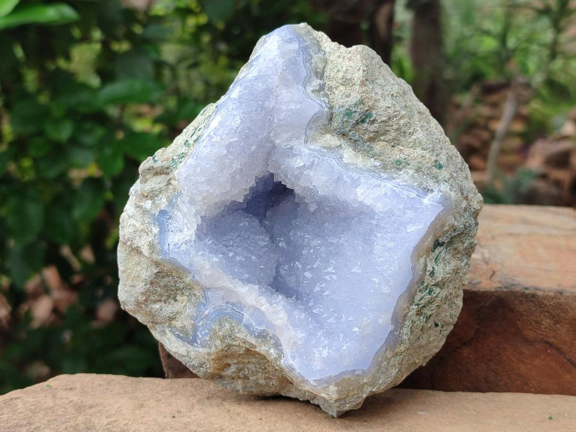 Natural Blue Lace Agate Geode Specimens x 2 From Nsanje, Malawi