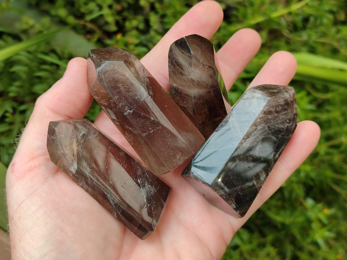 Polished Smokey Quartz Crystals x 12 From Madagascar