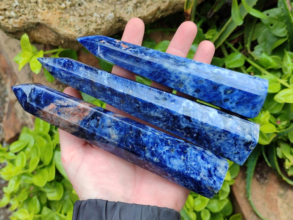 Polished Sodalite Display Crystals x 4 From Kunene River, Namibia