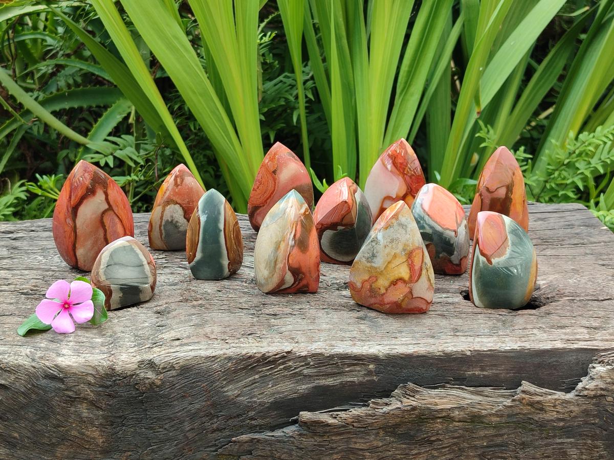 Polished Polychrome Jasper Flames x 12 From NW Coast, Madagascar