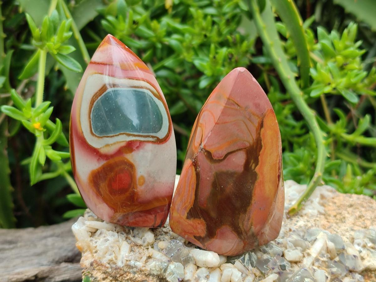 Polished Polychrome Jasper Flames x 12 From NW Coast, Madagascar